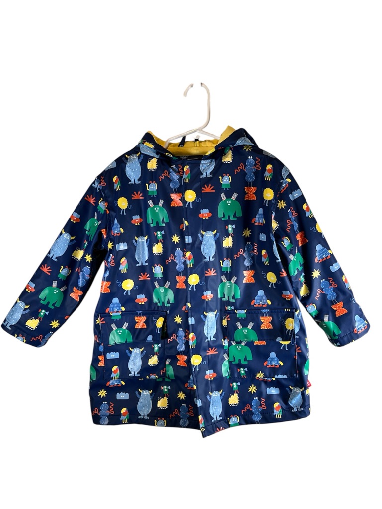 Magnetic Me Toddler Raincoat Size 4t Kooky Monsters Water Resistant Navy Blue